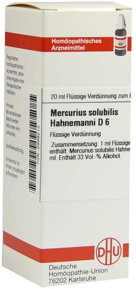 Mercurius Solubilis D6 Hahnemanni Dhu 20 ml Dilution