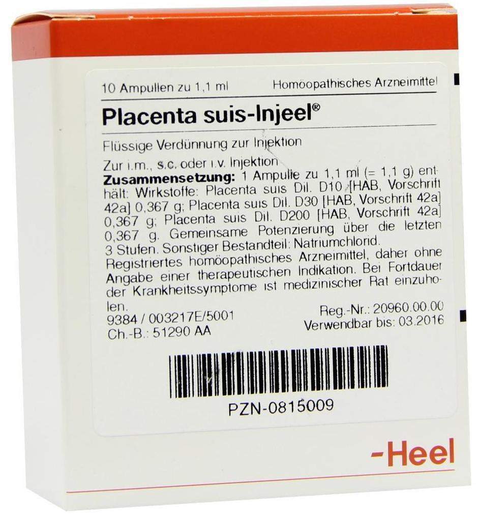 Placenta Suis-Injeel 10 Stück Flüssige Verdünnung zur Injektion