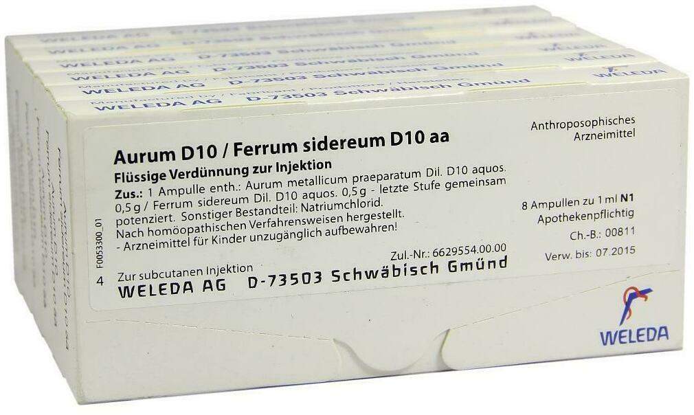 Weleda Aurum D10 Ferrum Sidereum D10 Aa 48 X 1 ml Ampullen