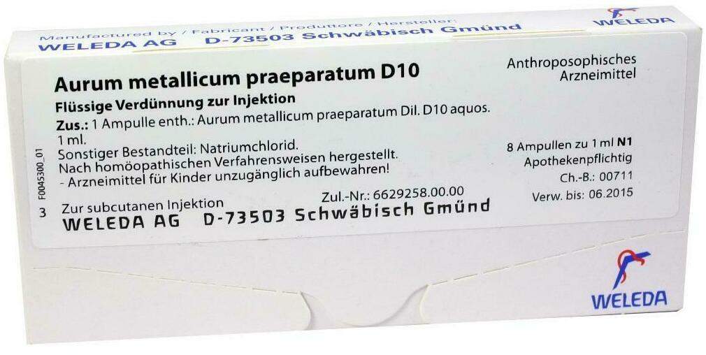Weleda Aurum Metallicum Praeparatum D10 8 Ampullen