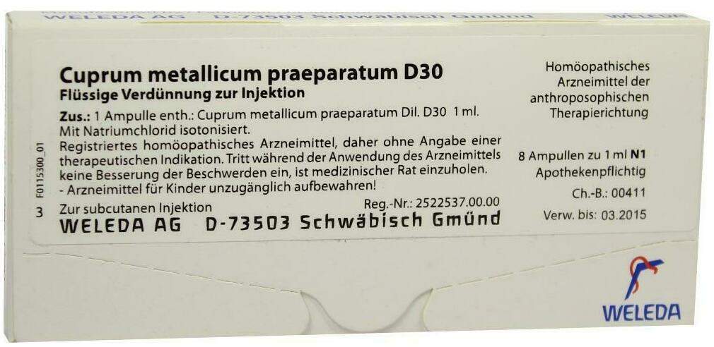 Weleda Cuprum Metallicum Praep. D30 8 X 1 ml Ampullen